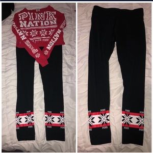 Pink nation winter red shirt and leggings bundle!